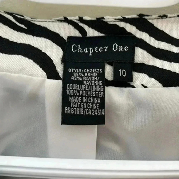 ❤️2/$50❤️[US10] Chapter One Lined  Zebra Print Linen Blend Button Up Jacket - Picture 2 of 5